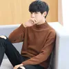 2018 Новый Осенний Бренд Одежда Одежда Turtleneck Slim Fit Зимнее Пуловер Твердый Вязаный свитер Мужчины Blusa Masculina Oodji Roupas 30 Y0907