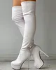 Sexy petit plus taille 31-46 hiver Ajoutez la plate-forme de fourrure extrême fétiche haute fetish mince talons de fête femmes femmes sur genou bottes femelles