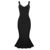 Kobiety Sexy Tumpet Fishtail White Black Bandaż Dress Elegancki Night Club Midi Prom Celebrity Bodycon Party Vestido 210527