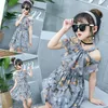 New Girls 'Chiffon Dress in Summer Cuhk Children's fashionabla stropplösa prinsessor kjol