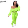 OrangeA 2021 été décontracté femmes hors épaule haut empilé leggings deux pièces tenues sport fitness vêtements de sport mince correspondant ensemble Y0625