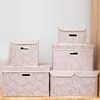 Folding Storage Bins With Lids Fabric Clothes Box Cubes Kids Toy Organizer Containers Baskets lid Handles 210922