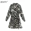 ZEVITY femmes vintage animal texture imprimé ceintures mini robe femme manches chauve-souris kimono robe chic décontracté robes minces DS4266 210325