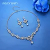 Mecresh Luxus Zirkonia Braut Schmuck Sets Blatt-Form Kristall Strass Party Hochzeit Schmuck Halskette Sets MTL486 H1022