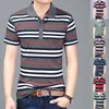 Casual Mens Polo Shirt Fashion Boys Stripe Pattern T Shirt British Style Mens Business Work Kläder 22 stilar T-shirt Partihandel