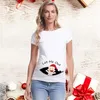 Camiseta feminina Camiseta Tee Maternidade Top Mulheres fofas Papai Noel Prinha roupas grávidas 0203