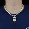Iced Out Bling CZ Mouth Pendant Dollar Symbol Graved 5mm Tennis Chain Dripping Lip Necklace Hiphop Women Män Choker Jewelry Chok5647528