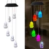 LED Kolor Zmiana Wiszące Wiatr Chimes Solar Powered Ball Lights Garden Outdoor - A