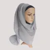 Aşırı Boyutu Kadın Kırışıklık Buruşuk Kabarcık Pamuk Eşarp Müslüman Hicap Eşarp Türban Başkanı Katı Renk Pileli Atkılar