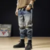 Autumn Ly Fashion Men Jeans Loose Fit Spliced Designer Ripped Denim Harem Pants Japanese Vintage Casual Wide Leg S5PE