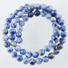 WOJIAER Natural White Dot Blue stone Round Beads For Jewelry Making Charm Bracelet 6 8 10 12mm BY913