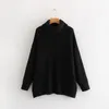 Hiver Turtleneck Pull Sweater Femmes Pulls à manches longues Casual gris noir femmes coréennes 210521