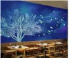 Пользовательские фото обои для стен 3d нарезанные обои на росписью современные детская комната ручной росписью синий лес ресторан фон ресторан настенные бумаги украшения