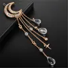 Charming Moon Hairpins Fashion Crystal Hair Clip for Women Girl Long Tassels Acessórios de strass Jóias Bijoux Clips Barrettes