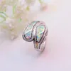 Wedding Rings Luxury Female White Blue Fire Opal Ring Vintage Silver Color Band Promise Love Engagement For Women6423329