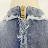 HIGH STREET est Designer robe d'été femmes sans manches gland frangé boutons de lion Denim 210521