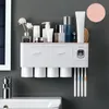 Acessórios para banheiro Organizer Ferramentas Conjunto de Toothbrush Titular Automático Dentífrico Dispensador Dispensador Toothbrush Wall Mount Rack 514 v2