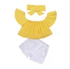 Été bébé enfants filles vêtements 3D fleur imprimé sans manches à volants col rond pull T-shirts Denim trou pantalon filles ensemble de vêtements