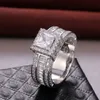 ヴィンテージダイヤモンドリング 925 スターリングシルバープリンセスカット CZ 石メンズ婚約結婚指輪女性のためのジュエリーギフト