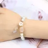 Natural Jade Agate Bead Armband för Kvinnor Justerbar Bangle Charm Smycken Yoga Vatten Drop Shell Flower Pendant