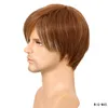 Heren Synthetische Pruik Bruin Kleur Pelucas Perruques de Cheveux Humains Simulatie Menselijke Remy Haar Pruiken Wig-M45