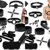 Bondages 12pcs Plush Leather BDSM Kits Bed Restraint Bondage Set Slave Handcuffs Collar Gag Whip SM Sex Toys For Women Couples Gay Adults 1122