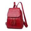 Rode rugzakken rugzak voor laptop tas vrouw grote capaciteit vrouwen lederen kwast ontwerp moeder luxe Chinese stijl bagage tassen K726