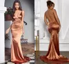 Sexiga Spaghetti Straps Backless Prom Klänningar 2021 Mjuk satin Ruched Mermaid Arabic Women Party Dress Evening Gowns Vestidos de Fiesta M27