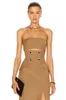 Kvinnor Kläder Set Sexig Designer Split Khaki Två Pieces Party High Street Celebrity Bandage Stropless Top Midi Skirts 210527