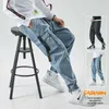 Męskie spodnie jeansowe biegaczy Cargo Baggy Harem japońska moda uliczna Styke męskie kostki Harajuku Casual dżinsy hip-hopowe spodnie 210723