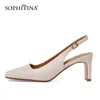 Sophitina Fashion All-Match Toe-Covering Kvinnor Sandaler Daglig Tillbaka Strapping Skor Spänne Square Toe Bekväma Lady Shoes Ao586 210513