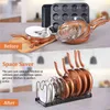 KUNBEI Pot Rack and Pan Organizer for Cabinet Expandable Pans s Lid Holder 10 Dividers 211112