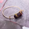 Gold Plating Verpakt cilinder kolom Stone Bangle Charm Rozenkwarts Healing Druzy Stones Armbanden Sieraden maken