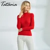 Tataria Long Sleeve Ribbed Sweater for Women Thin Pullovers Turtleneck Knitted s Female Casual Basic Jumper 210514