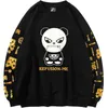Herrtröjor tröjor tröjor tecknad panda tryck harajuku förgyllning av lös casual pullover för män street modekläder 2022 sprin