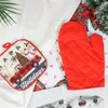 Christmas Decor Heat Resistant Oven Mitts Pot Holders Set for Cooking or Baking Microwave Ovens Glove Mat