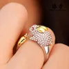 Cluster ringen omhxzj groothandel European Fashion Woman Man Party Gift Chinees Zodiac Zirkon AG 925 Sterling Silver 18KT Geel Gold Ring RR42