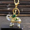 3D Enamel Elephant Keychain Crafts Key Chain Fashion Key Ring Crystal Animal Bag Pendant Keyrings Unique Jewelry G1019