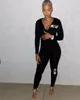 Tees Women Dragkedja Tracksuit No Cap Letter Tryckt Långärmad kapptoppar + byxor Två stycken Set Autumn Casual Outfits Fashion Sportswear