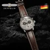 Nouvelle montre Zeppelin importé de la ceinture de dessus imperméable de ceinture occasionnel occasionnel chronographe multifonctions de quartz à deux yeux Montre Homme 0214