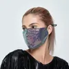 2022 3D waschbare wiederverwendbare Maske Pailletten Mode Eisseide Bling Schild Sonnenfarbe Gold Ellenbogen glänzende Gesichtsmasken Mund Instock hoch