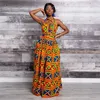 Isarose Sexy Bendage Dress For Women African Style Stampato Geometric Dashiki One Piece Floor Lunghezza multiplo Abiti da partito FAI DA TE 210422