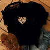 Leopard Love Print Dames T-shirt Korte Mouw O Hals Losse Vrouwen Tshirt Dames Mode Tee Shirt Tops Kleding Camisetas Mujer X0527