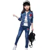 Tiener meisjes kleding denim jas + jeans pak voor letter kids kleding lente herfst 210527