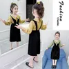 Conjuntos de roupas Crianças roupas xadrez blusa + macacão adolescente meninas estilo casual menina primavera outono garoto 6 8 10 12 14