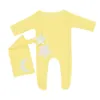 kids Rompers girls boys Stars moon Romper newborn infant Solid color JumpsuitsKnotted hats Spring Autumn fashion Boutique baby ph5045914