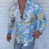 Mężczyźni 3D Druk Druk Druk Dorywczo Koszule Moda Trend Z Długim Rękawem Lapel Neck Cardigan Slim Koszula Designer Mężczyzna Jesień Cienki Przycisk Luźne Topy