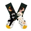 Men's Socks Men's Arrival Autumn Floral Men Personality Casual Sports Funny Catch Eyes Oil Art Couple Street Middle Tube