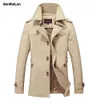 Trench Coat Mens Jacket 5XL Höst Långt Coat Mens Overcoat Slim Fit Varumärke Kläder Windbreaker Man Business JK18037 210518