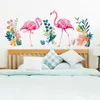 [shijuekongjian] flamant rose animaux autocollants bricolage arbre feuilles stickers muraux pour enfants chambre salon pépinière décoration